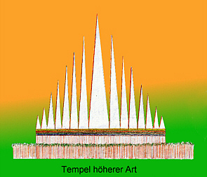Tempel hherer Art mit 15 Dchern-pyramidenfrmig angeordnet