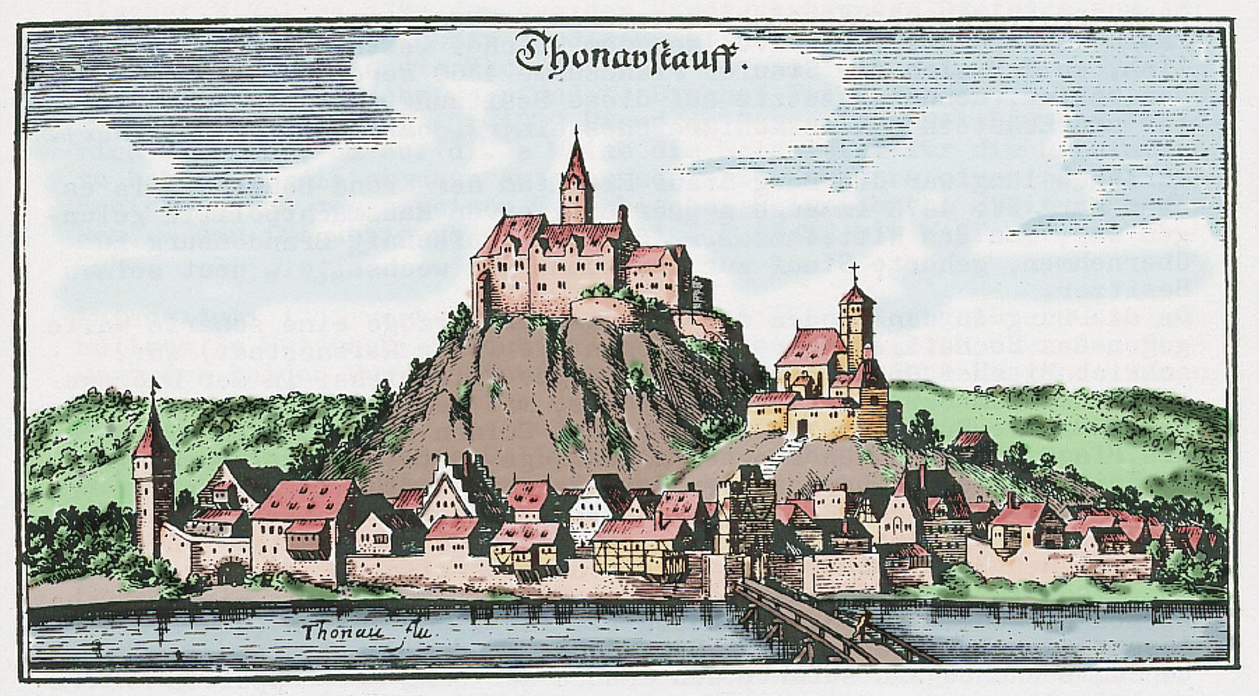 Burg Donaustauf - Stich koloriert